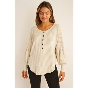 Free People‎ Movement Bella Layer Puff Sleeve Henley - XS